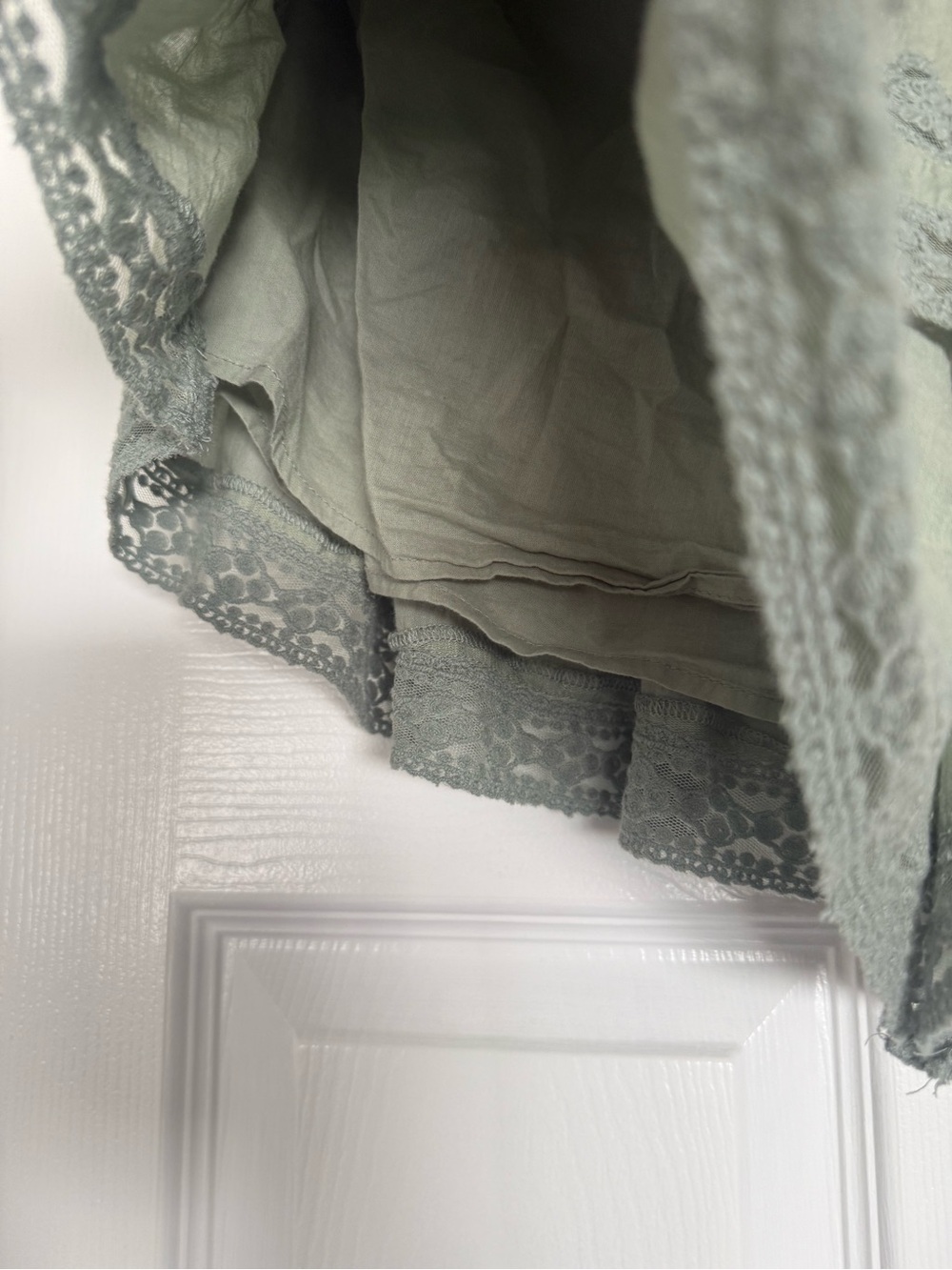 American Eagle Outfitters Olive Green Tiered Lace Skirt - Picture 3 of 5